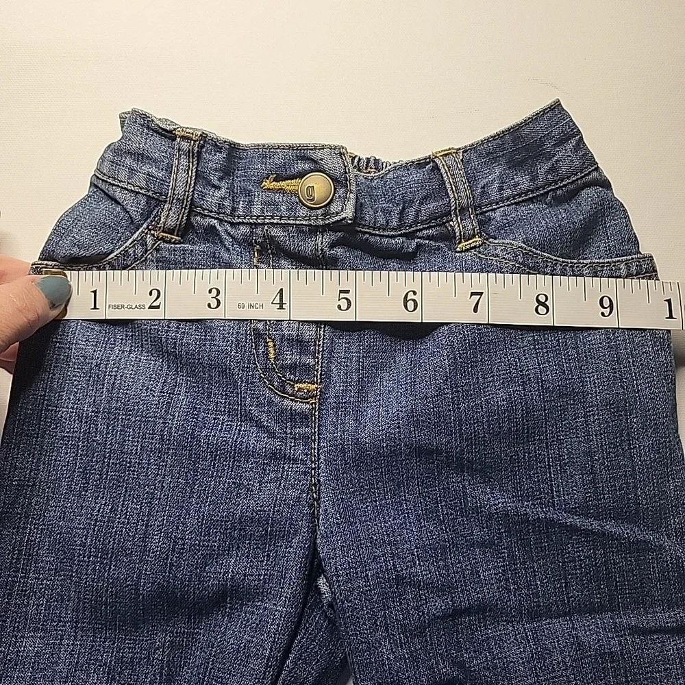 GYMBOREE‎ Girls Y2K 2007 Denim Embroidered Turtle Flowers Graphic Jeans 12-18mo